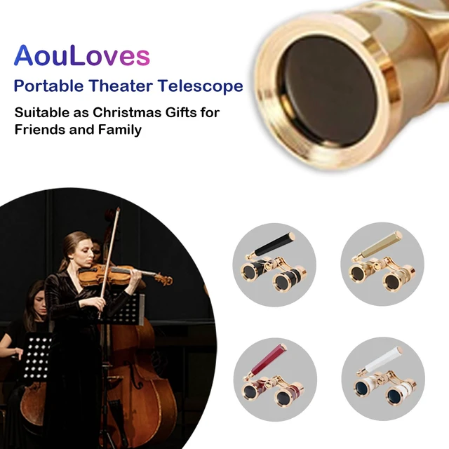 Alt view image 6 of 6 - Opera Glasses Binoculars 3 X 25 Compact and Lightweight with Built-in Foldable Theater Glasses, Adjustable Handle for Adults Kids Women in Music Concerts and Opera Houses (Gold)