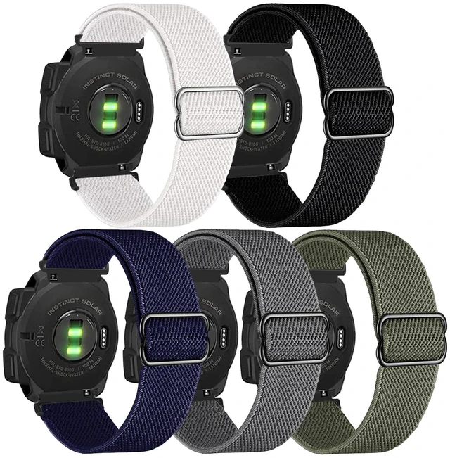 Main image of 5Packs Stretchy Nylon Wristbands Compatible with Garmin Instinct 3 45mm/2/1 22mm Sport Breathable Wristband for Garmin Instinct 2 Solar/Instinct 3 45mm/Instinct/Instinct Tactical/E 45mm/Tide/Esports