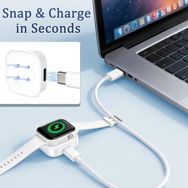 Alt view image 3 of 7 - USB-C Charger Adapter for Fitbit Versa 4/3 & Sense 2/1 USB-C Magnetic Smartwatch Charger Replacement Smartwatch Cables & Chargers