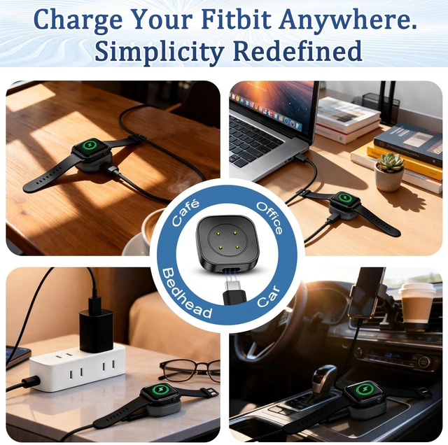 Alt view image 7 of 7 - USB-C Charger Adapter for Fitbit Versa 4/3 & Sense 2/1 USB-C Magnetic Smartwatch Charger Replacement Smartwatch Cables & Chargers