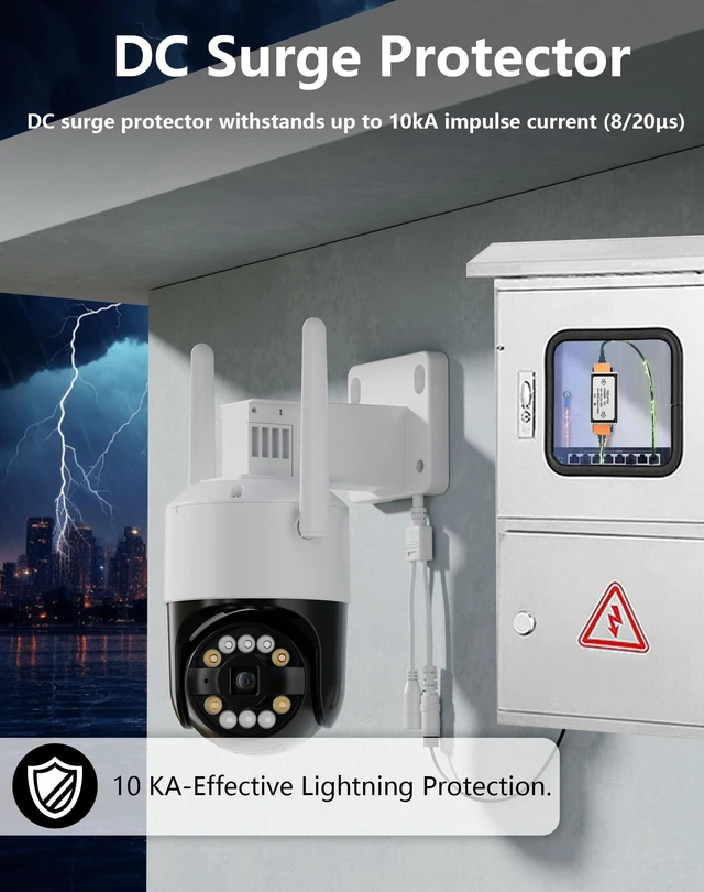 Alt view image 3 of 6 - DC12V Surge Protector 10kA Lightning Arrestor for Security Cameras, CCTV Systems, RS485 & Low Voltage Equipment