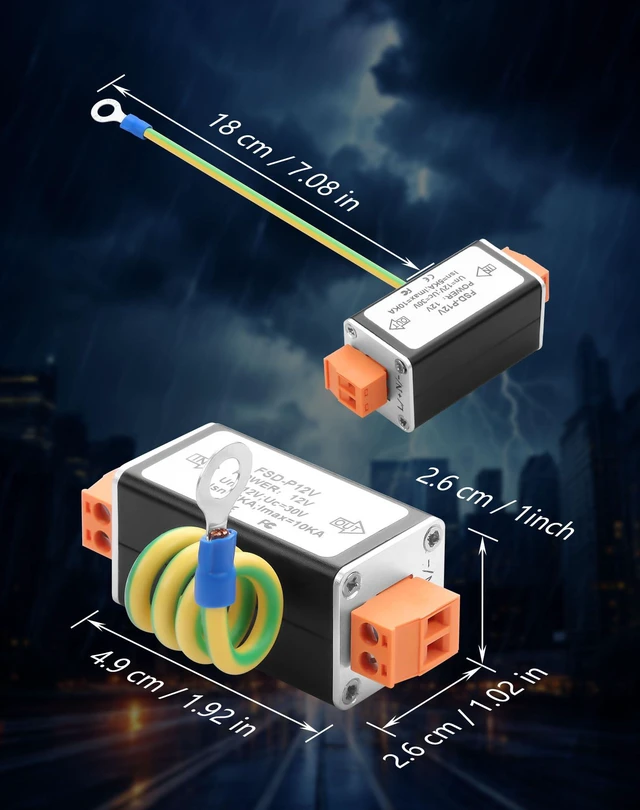 Alt view image 6 of 6 - DC12V Surge Protector 10kA Lightning Arrestor for Security Cameras, CCTV Systems, RS485 & Low Voltage Equipment