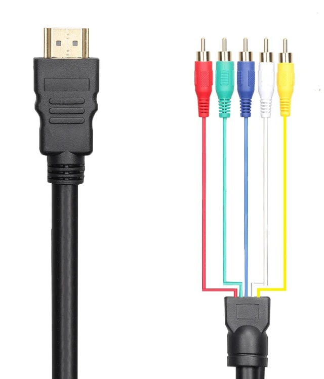 Alt view image 4 of 6 - ® 5 Ft 1.5M HDMI to RCA Cable, HDMI Type A Male to 5RCA Male Plug Video Audio Cale Converter Adapter Cable for HDTV Plasma TV DVD and Most LCD Projectors (Black,Nylon)