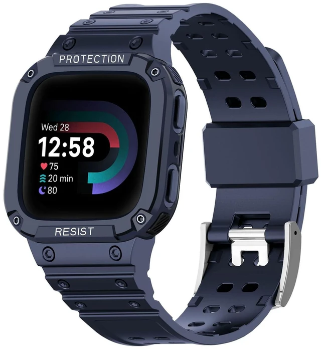Main image of Bands with Case Compatible with Fitbit Versa 4 / Versa 3 / Fitbit Sense/Sense 2 Smart Watches, Soft Replacement Case Sport Strap for Fitbit Versa 4, Adjustable Wristbands for Women Men