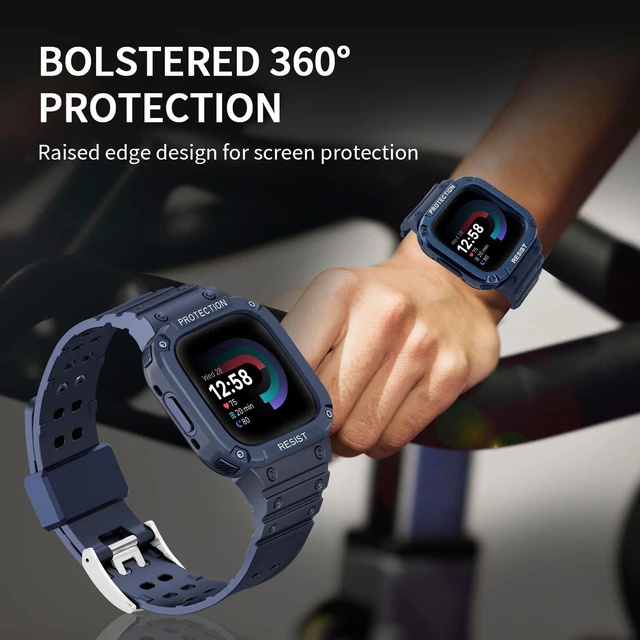 Alt view image 4 of 7 - Bands with Case Compatible with Fitbit Versa 4 / Versa 3 / Fitbit Sense/Sense 2 Smart Watches, Soft Replacement Case Sport Strap for Fitbit Versa 4, Adjustable Wristbands for Women Men