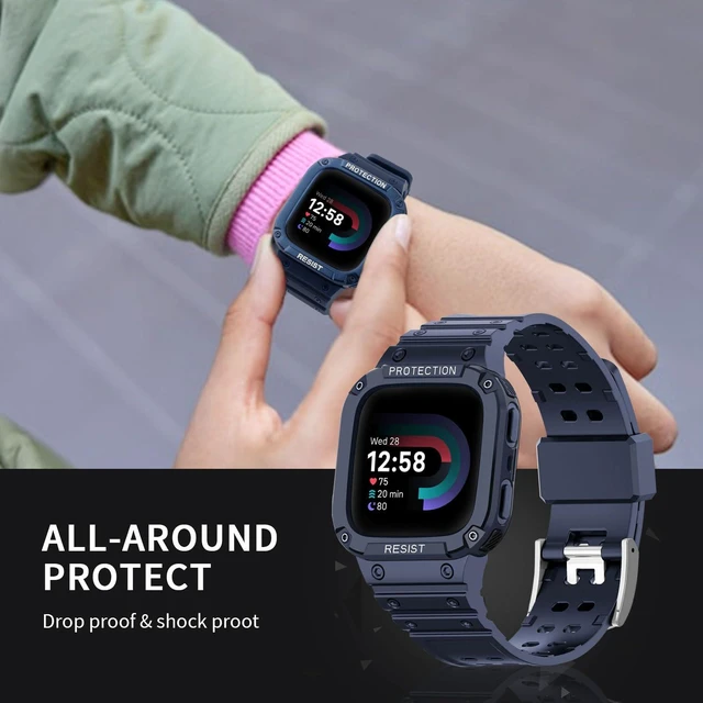 Alt view image 3 of 7 - Bands with Case Compatible with Fitbit Versa 4 / Versa 3 / Fitbit Sense/Sense 2 Smart Watches, Soft Replacement Case Sport Strap for Fitbit Versa 4, Adjustable Wristbands for Women Men