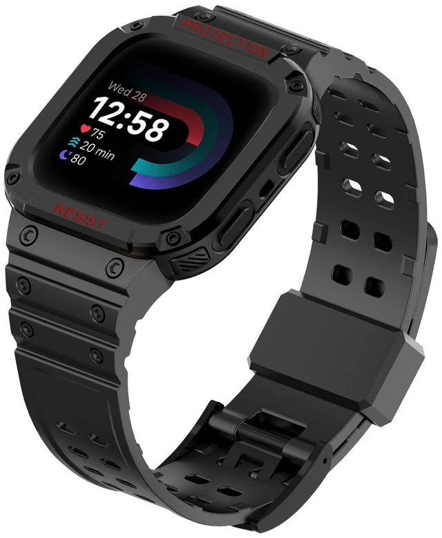 Main image of Bands with Case Compatible with Fitbit Versa 4 / Versa 3 / Fitbit Sense/Sense 2 Smart Watches, Soft Replacement Case Sport Strap for Fitbit Versa 4, Adjustable Wristbands for Women Men