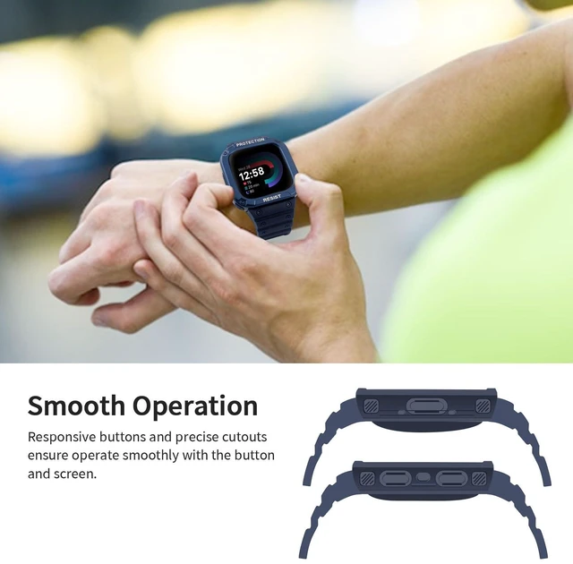 Alt view image 7 of 7 - Bands with Case Compatible with Fitbit Versa 4 / Versa 3 / Fitbit Sense/Sense 2 Smart Watches, Soft Replacement Case Sport Strap for Fitbit Versa 4, Adjustable Wristbands for Women Men