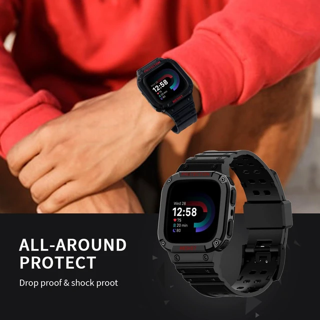 Alt view image 3 of 7 - Bands with Case Compatible with Fitbit Versa 4 / Versa 3 / Fitbit Sense/Sense 2 Smart Watches, Soft Replacement Case Sport Strap for Fitbit Versa 4, Adjustable Wristbands for Women Men