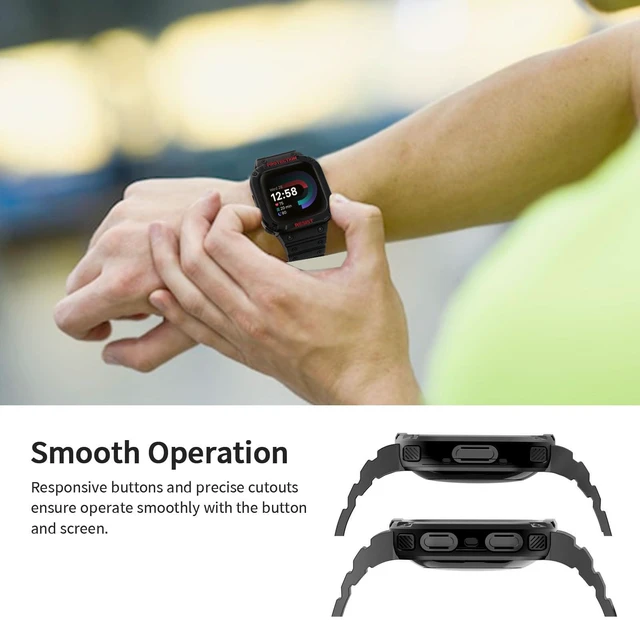 Alt view image 7 of 7 - Bands with Case Compatible with Fitbit Versa 4 / Versa 3 / Fitbit Sense/Sense 2 Smart Watches, Soft Replacement Case Sport Strap for Fitbit Versa 4, Adjustable Wristbands for Women Men