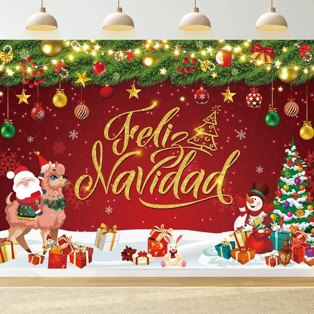 Main image of Feliz Navidad Banner Backdrop 10x8FT Feliz Navidad Christmas Decorations Feliz Navidad Sign for Winter Holiday Party Decorations Supplies Photo Props