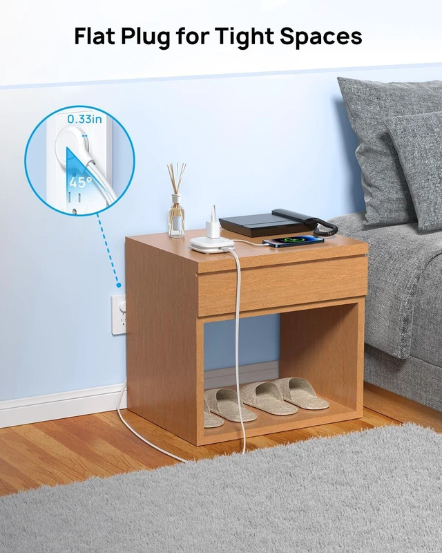Alt view image 5 of 6 - Travel Power Strip with PD 20W USB C, Extension Cord with 3 Outlets Fast Charging USB Port, 2.6FT Wrapped Around Power Cord, Compact and Portable for Travel Hotel Cruise Ship