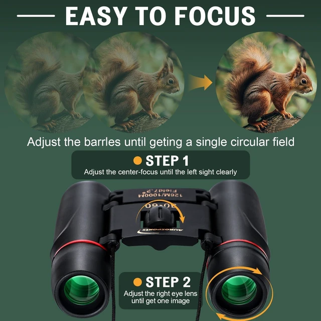 Alt view image 5 of 7 - 30x60 Mini Compact Binoculars for Bird Watching Cruise Travel BAK4 Prism & Wide FOV, Pocket Lightweight Folding, Low Light Vision, Small Bino for Adults & Kids, Easy Focus