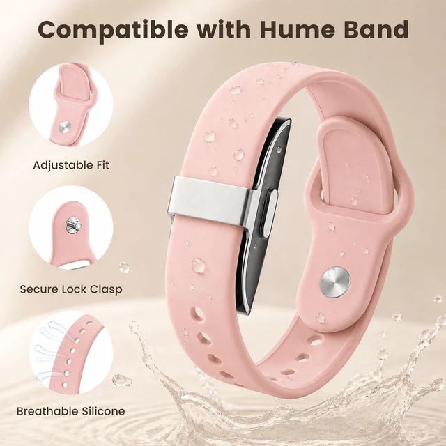 Alt view image 2 of 5 - 3 Pack Silicone Band Compatible with Hume Health Band, Adjustable Replacement Straps for Hume Band, Soft Sport Wristbands for Hume Health Tracker Women Men