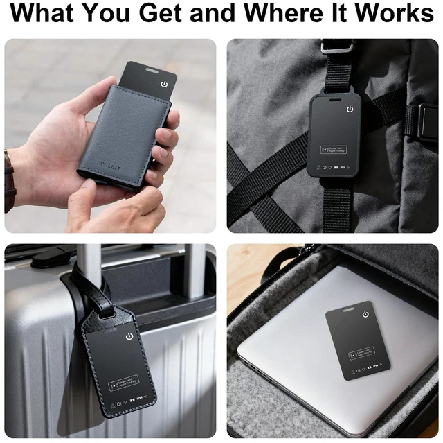 Alt view image 7 of 7 - 2-Pack Wallet Tracker Tag Compatible with Apple Find My (iOS Only), Card 0.06in Bluetooth Tracker for Wallets, Luggage, Passport, Wireless Charging, Anti-Loss Card Locator Black