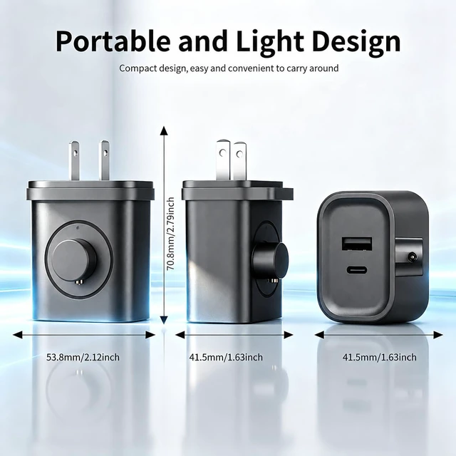 Alt view image 4 of 7 - Charger for Smart Ring,3-in-1 PD 20W USB C Fast Charging Adapter with Built-in Magnetic One-Pin Charging for Smart Ring, Dual Port Wall Charger Suitable for iPhone, AirPods and More