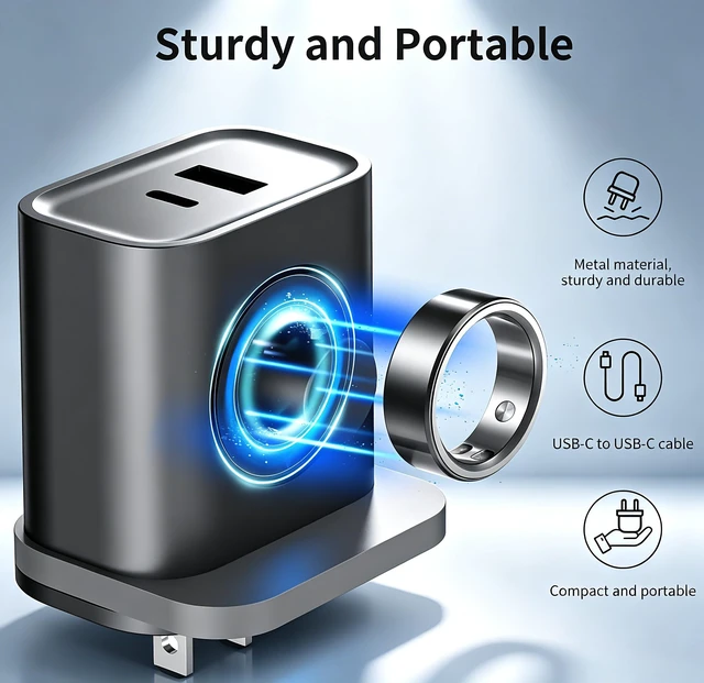 Alt view image 5 of 7 - Charger for Smart Ring,3-in-1 PD 20W USB C Fast Charging Adapter with Built-in Magnetic One-Pin Charging for Smart Ring, Dual Port Wall Charger Suitable for iPhone, AirPods and More