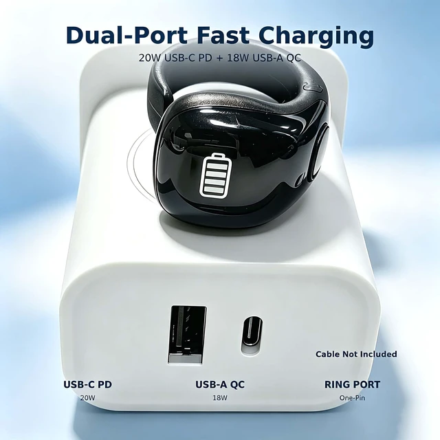 Alt view image 7 of 7 - Charger for Smart Ring,3-in-1 PD 20W USB C Fast Charging Adapter with Built-in Magnetic One-Pin Charging for Smart Ring, Dual Port Wall Charger Suitable for iPhone, AirPods and More