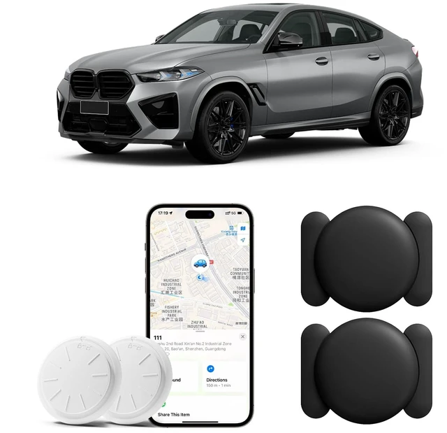 Main image of GPS Tracker for Vehicles Work with Apple Find My(iOS Only), 2PCS Tracker Device for Vehicles No Subscription Car Tracker Device Hidden, Magnetic Real-Time GPS Tracker for Cars Bikes (Black)