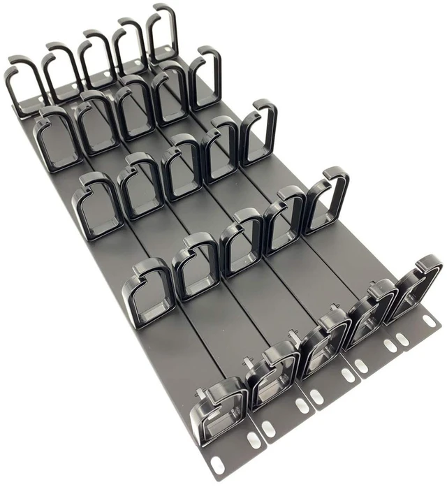 Main image of 5 Pack 1U 19 Server Rack Cable Management Panel w/D-Ring Hooks - 1U Horizontal or Vertical Wire and Cord Manager Made in Taiwan