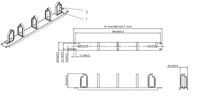 Alt view image 5 of 7 - 5 Pack 1U 19 Server Rack Cable Management Panel w/D-Ring Hooks - 1U Horizontal or Vertical Wire and Cord Manager Made in Taiwan