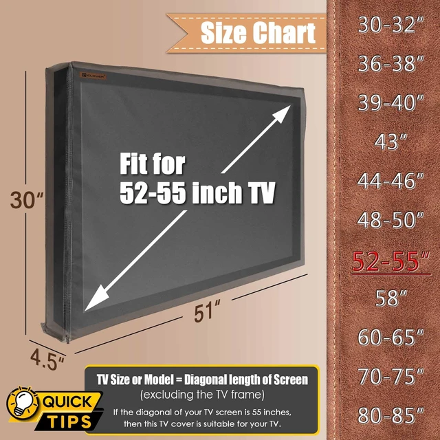 Alt view image 3 of 7 - 52-55 inch Outdoor TV Cover, Roll-up Front Flap with Soft Liner Scratch Resistant Fleece Lining LED Screen Protect, Zipper Access, Outside Weatherproof Wateproof TV Cover fit Mount & Stands