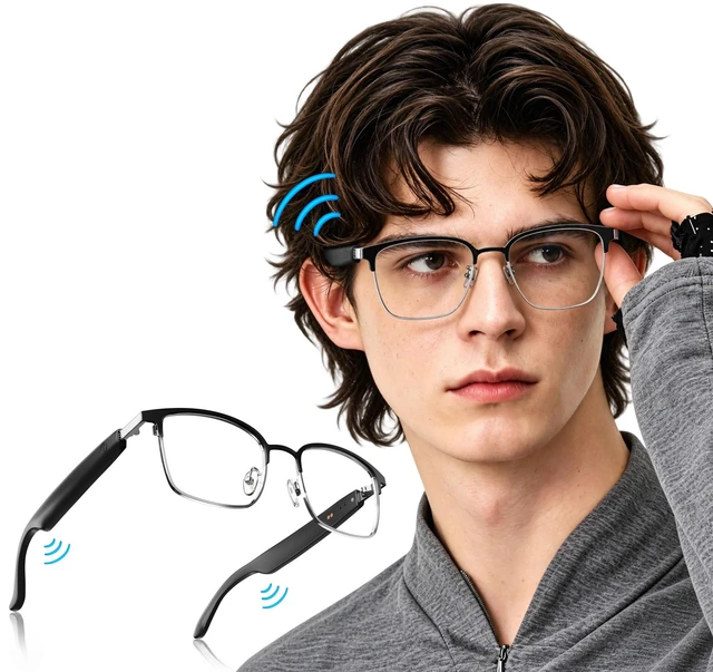 Main image of Smart Audio Glasses,Bluetooth Glasses for Men Women,Photochromic Sunglasses Speakers,Play Music,Headphones,Voice Control,Sports,Transition Lenses,Color Changing,for iphone Google Sumsung(Silver/Black)
