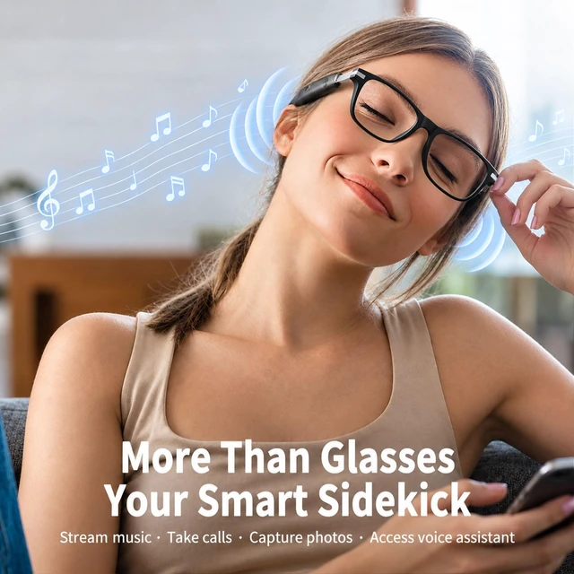 Alt view image 2 of 7 - Smart Audio Glasses,Bluetooth Glasses for Men Women,Photochromic Sunglasses Speakers,Play Music,Headphones,Voice Control,Sports,Transition Lenses,Color Changing,for iphone Google Sumsung(Silver/Black)