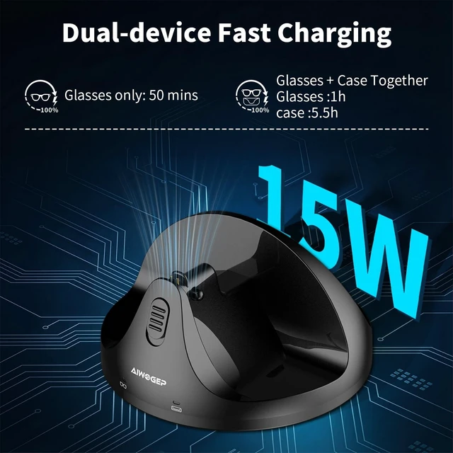 Alt view image 2 of 7 - Magnetic 2-in-1 Charging Dock (Not for Oakley Meta or Display) Charges Glasses And Original Case Together, for Ray-Ban Meta Gen 1/Gen 2