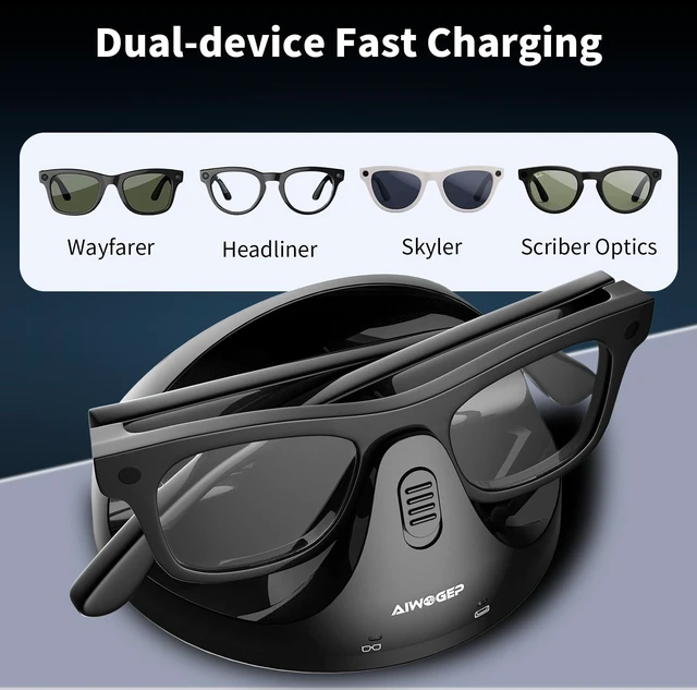 Alt view image 3 of 7 - Magnetic 2-in-1 Charging Dock (Not for Oakley Meta or Display) Charges Glasses And Original Case Together, for Ray-Ban Meta Gen 1/Gen 2
