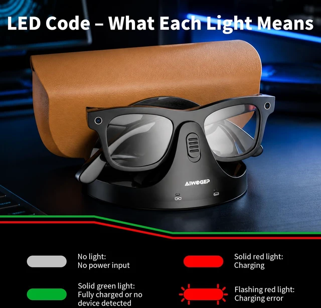 Alt view image 5 of 7 - Magnetic 2-in-1 Charging Dock (Not for Oakley Meta or Display) Charges Glasses And Original Case Together, for Ray-Ban Meta Gen 1/Gen 2
