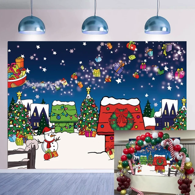 Main image of Comic Christmas Red House Backdrop 8x6FT Winter Xmas Tree Snow Night Kennel Photography Background for Family Kid Christmas Holiday Birthday Party Decoration Supplies Photo Props