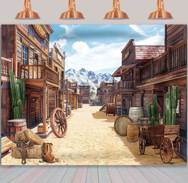 Main image of Western Cowboys Backdrop Banner Wild West Desert Cactus Photography Background Desert Cactus Mountain Western Party Decorations Photo Props (8x6FT)