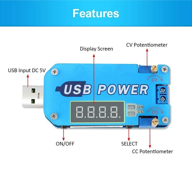 Alt view image 3 of 7 - 15W DC-DC Buck Boost Voltage Converter, 5V to 3.3V 9V 12V 24V 30V CVCC Step Up/Down Module Adjustable USB Power Supply Module with Shell