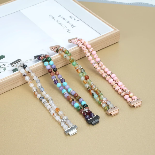Alt view image 7 of 7 - Compatible with Fitbit Inspire 2 & Inspire/Inspire HR Bands,Fashion Handmade Elastic Stretch Pearl Bracelet Women Replacement Strap for Fitbit Inspire accssorises