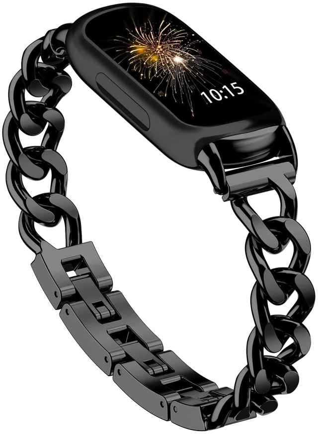 Main image of Metal Chain Band Compatible with Fitbit Inspire 3 Bands, Adjustable Stainless Steel Straps Replacement for Fitbit Inspire 3 Bands for Women Men