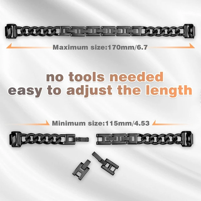 Alt view image 3 of 6 - Metal Chain Band Compatible with Fitbit Inspire 3 Bands, Adjustable Stainless Steel Straps Replacement for Fitbit Inspire 3 Bands for Women Men