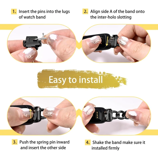 Alt view image 4 of 6 - Metal Chain Band Compatible with Fitbit Inspire 3 Bands, Adjustable Stainless Steel Straps Replacement for Fitbit Inspire 3 Bands for Women Men