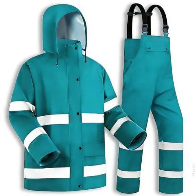Main image of High Visibility Rain Suit Waterproof Reflective Safety Jacket with Bib Pants for Men Heavy Duty Workwear