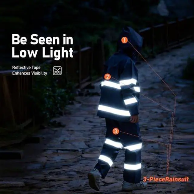 Alt view image 5 of 6 - High Visibility Rain Suit Waterproof Reflective Safety Jacket with Bib Pants for Men Heavy Duty Workwear