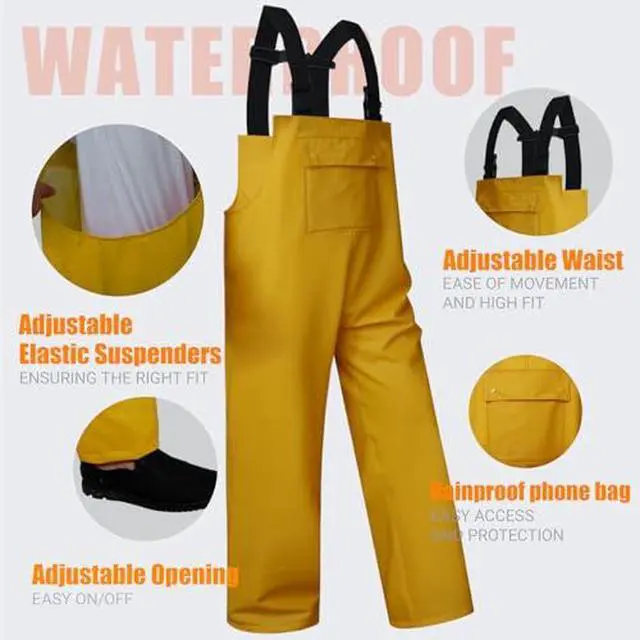 Alt view image 5 of 6 - Bib Rain Pants for Men Women Waterproof Bib Overall Durable Rain Gear for Work Fishing Gardening