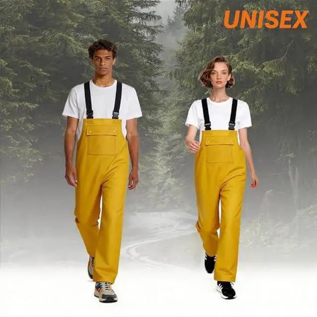 Alt view image 2 of 6 - Bib Rain Pants for Men Women Waterproof Bib Overall Durable Rain Gear for Work Fishing Gardening