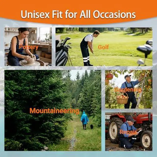 Alt view image 4 of 6 - Bib Rain Pants for Men Women Waterproof Bib Overall Durable Rain Gear for Work Fishing Gardening