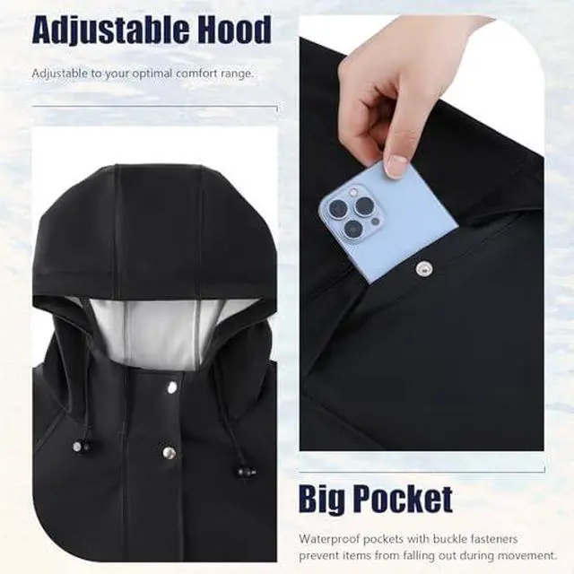Alt view image 7 of 7 - Rain Suit Waterproof Jacket Rain Suits for Men Women Waterproof Heavy Duty Rain Gear Long Rain Jacket Coat & Pants