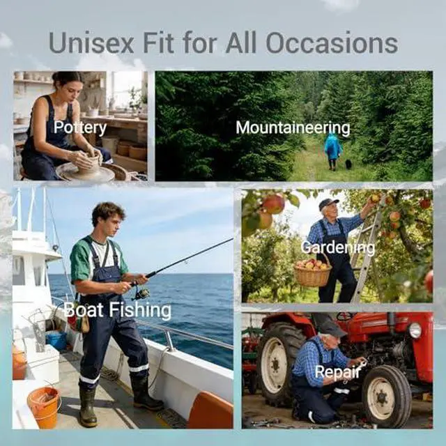 Alt view image 3 of 6 - Waterproof Bib Pants for Men Women Lightweight Rain Gear Safety Overalls Outdoor Fishing Trousers