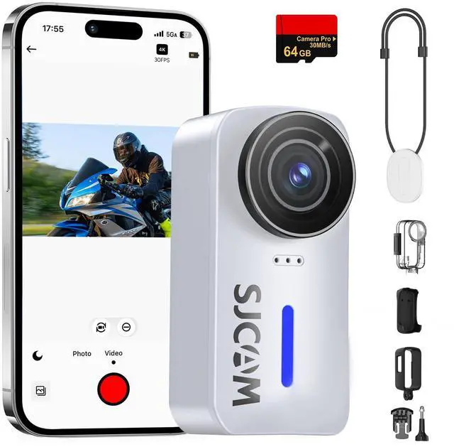 Main image of C110+ 4K Mini Body Camera with 6-Axis Gyro Stabilizer,170° Wide Angle Magnetic POV Wearable Action Cam, 30M Waterproof, 64GB Card, Hands-Free Recording for Helmet, Motorcycle & Vlogging