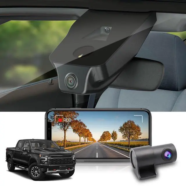 Main image of Front 4K+Rear 1080P Dash Cam Adapts for Chevy Silverado (HD2-4925, has 8 Vents) 2022-2025 & EV, OEM Look, Dual HD Video, Built-in WiFi & APP, Loop Recording, G-Sensor, Easy to Set, 128GB Card