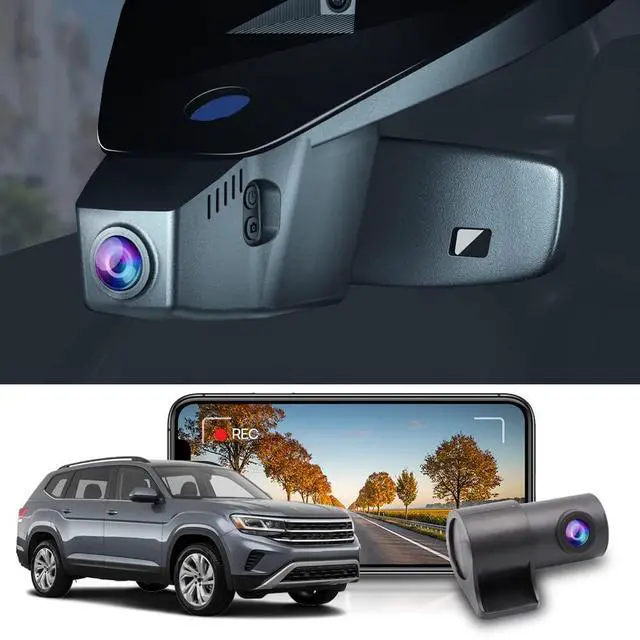 Main image of Front 4K+Rear 1080P Dash Cam Adapts for Volkswagen Atlas 2018-2026 (Model B/Broad Rear Cover) & Cross Sport 2020-2026, OEM Look, Dual HD Video, WiFi & APP, Loop Recording, Parking Mode, 128GB