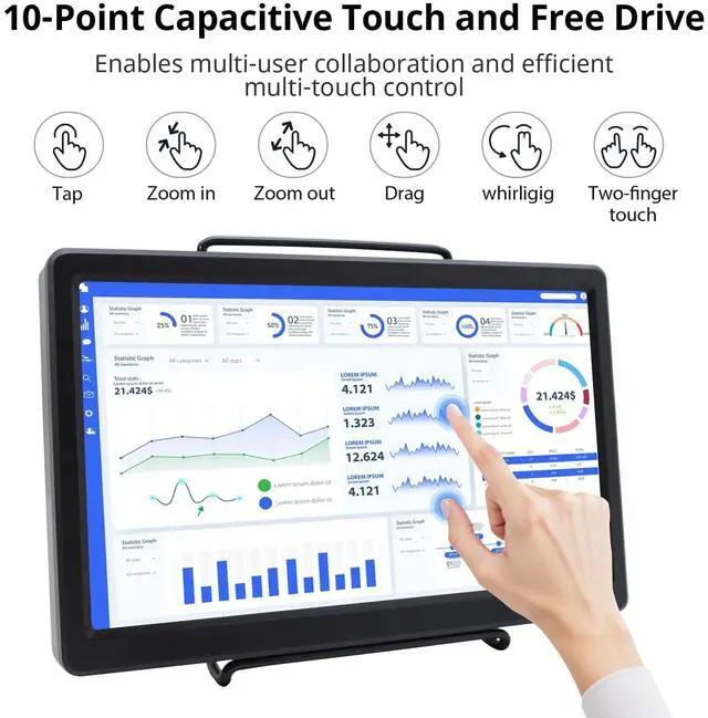 Alt view image 2 of 4 - 10.1 Inch Portable Monitor - IPS Capacitive Touchscreen Monitor with HD VGA Port,1920x1080P LCD Display Built-in Dual Speakers Touch Sceen for Raspberry Pi 5/4/3, PS Xbox, Windows 11/10/8/7