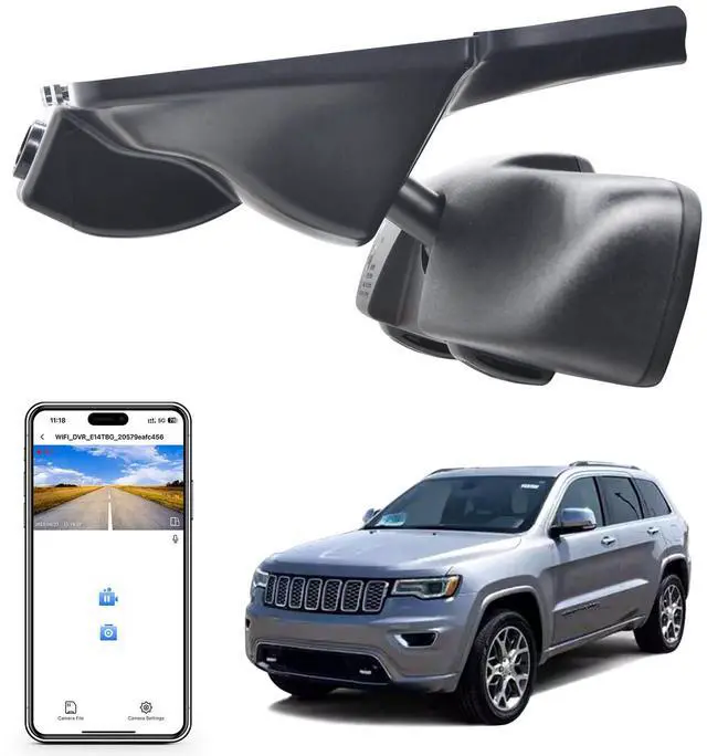 Main image of 4K Dash Cam Custom Fit for Jeep Grand Cherokee 2016 2017 2018 2019 2020 2021, Grand Cherokee WK 2022 (Model C), Laredo Laredo X Overland Summit Trackhawk, OEM Look, WiFi & App,128GB Card